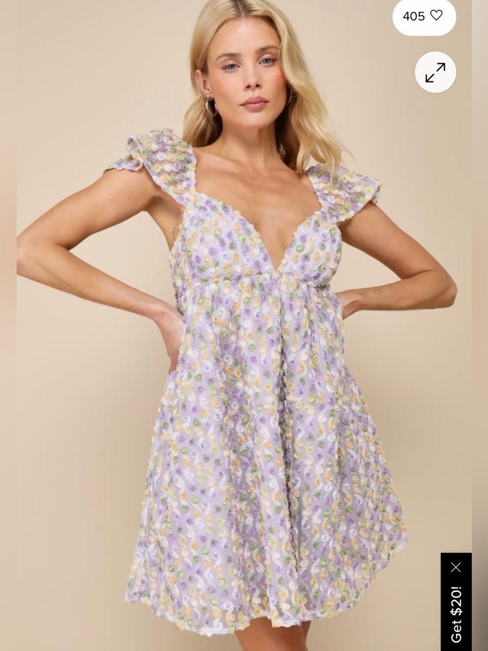 🌸 Lulus Charming Pick Lavender Multi Rosette Mesh Mini Dress NWT Size M 🌸